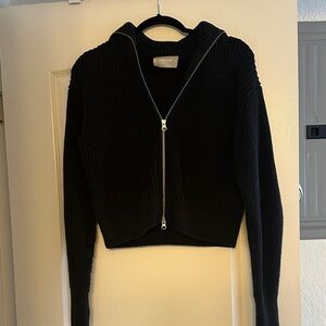 Everlane black Ribbed Zip-Up Cardigan